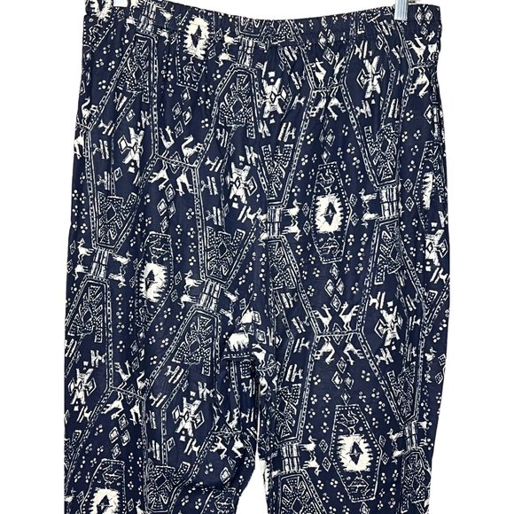 Carole Little size 20W blue & white pants elastic waist Geo print Aztec - Picture 5 of 13